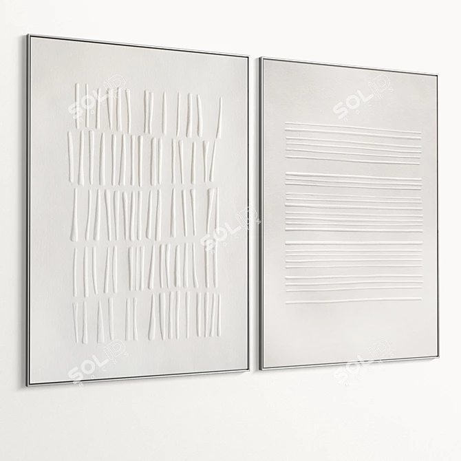 Texture-Effect Plaster Dual Photo Frame 3D model image 6