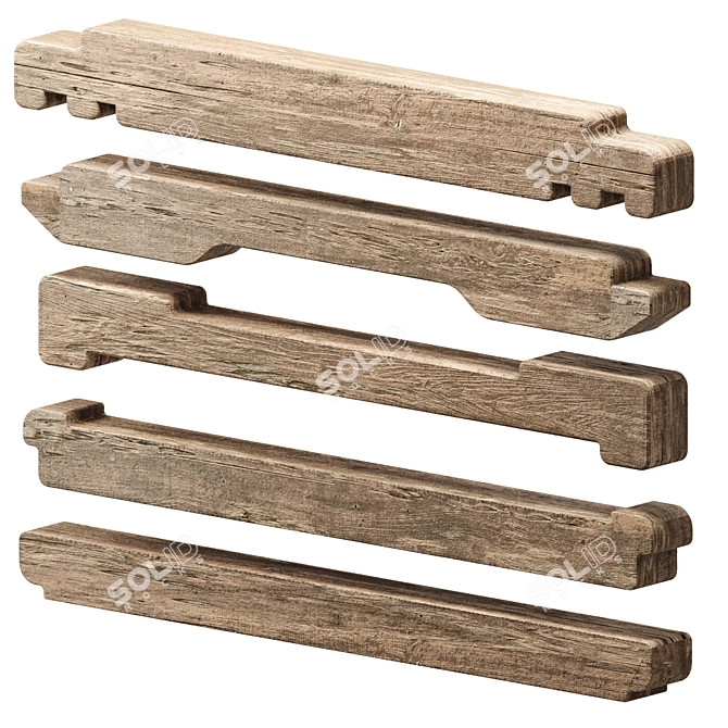 Rustic Chalet Wooden Décor Set 3D model image 1