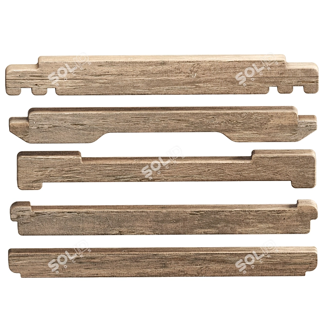 Rustic Chalet Wooden Décor Set 3D model image 2