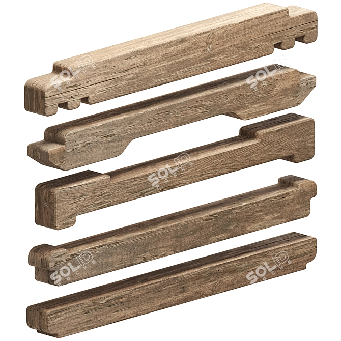 Rustic Chalet Wooden Décor Set 3D model image 3