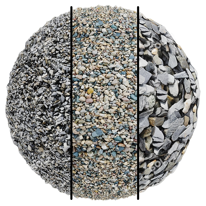 Gravel Stone Covering Texture Set 3D model image 1