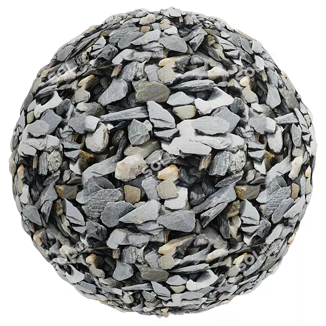 Gravel Stone Covering Texture Set 3D model image 4