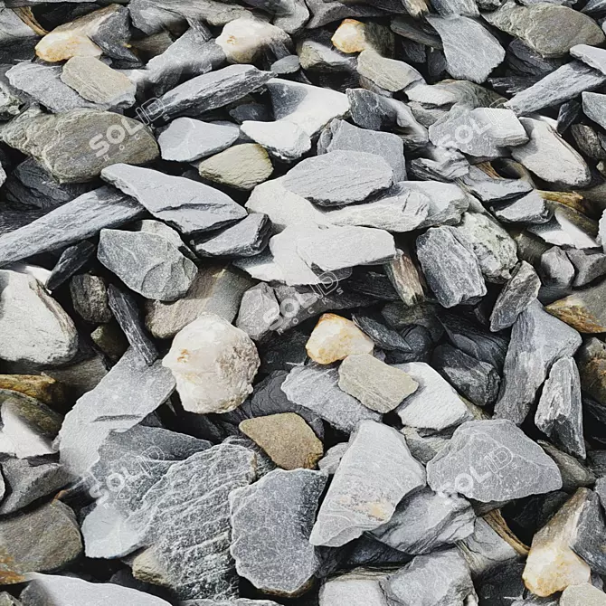 Gravel Stone Covering Texture Set 3D model image 5