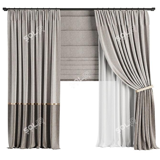  Modern Curtain Set M38 3D model image 1