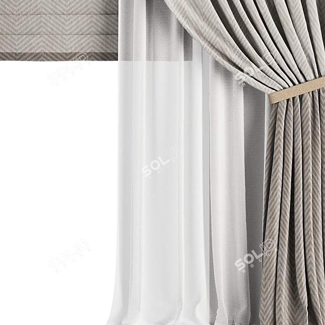  Modern Curtain Set M38 3D model image 2