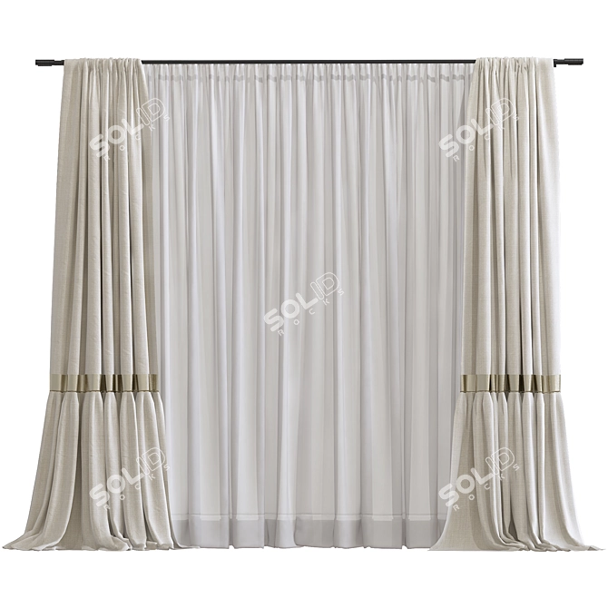 Refined Curtain Design Model 3D model image 1