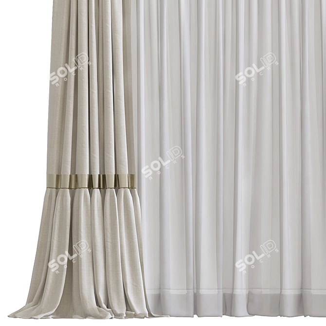 Refined Curtain Design Model 3D model image 2