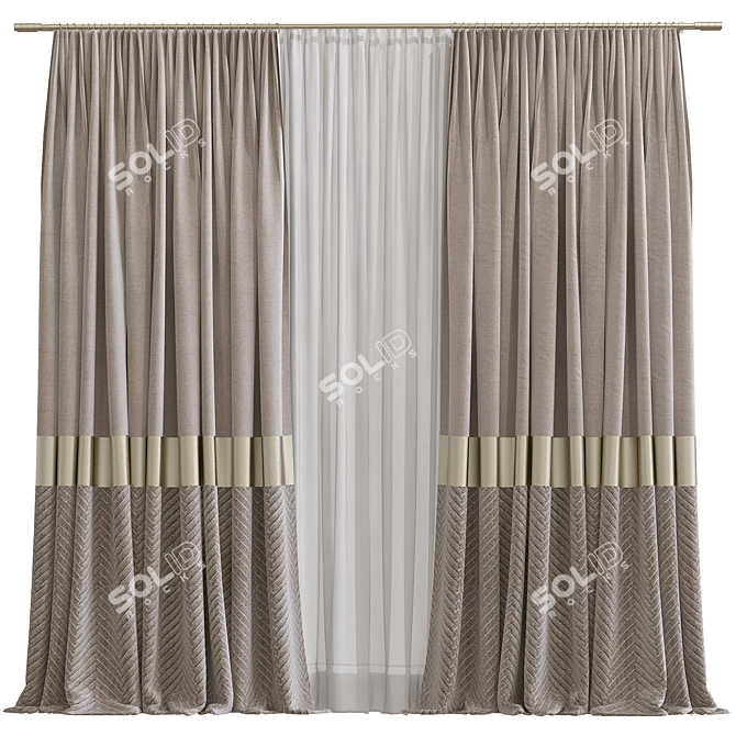 Folded & Retopologized Curtain 3D model image 1