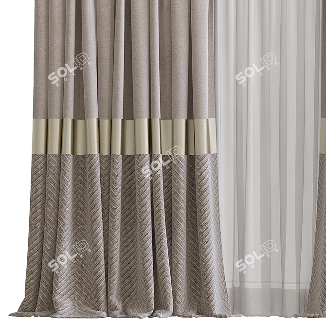 Folded & Retopologized Curtain 3D model image 2