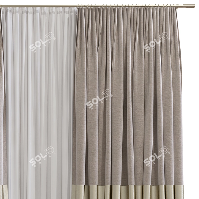 Folded & Retopologized Curtain 3D model image 3