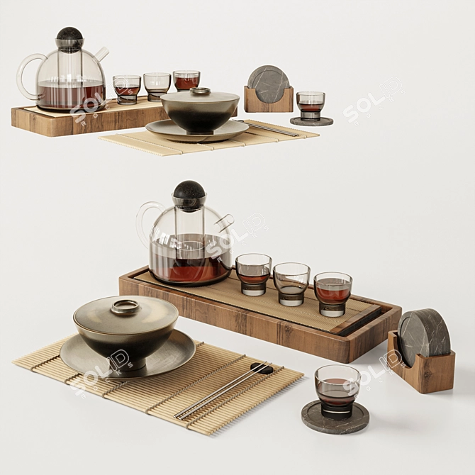 Modern Mesh Smooth Tableware Set 3D model image 2