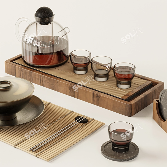 Modern Mesh Smooth Tableware Set 3D model image 3