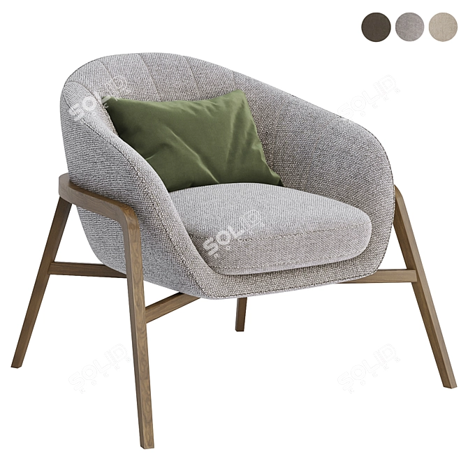 Elegant Cassia Armchair, TrioSetColor 3D model image 3