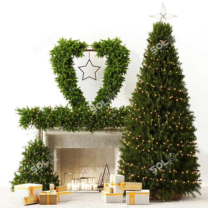 Luxury Christmas Tree Set 3dsmax 3D model image 1
