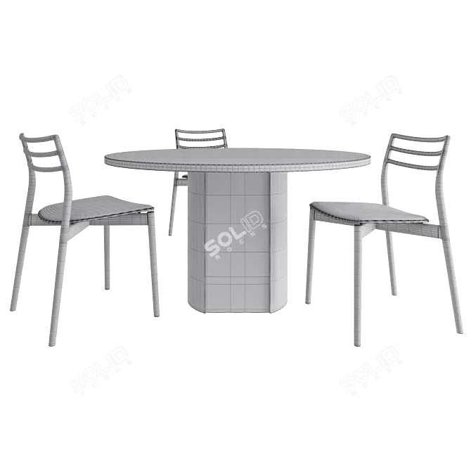 Modern Wood Table & Chair 3D model image 3