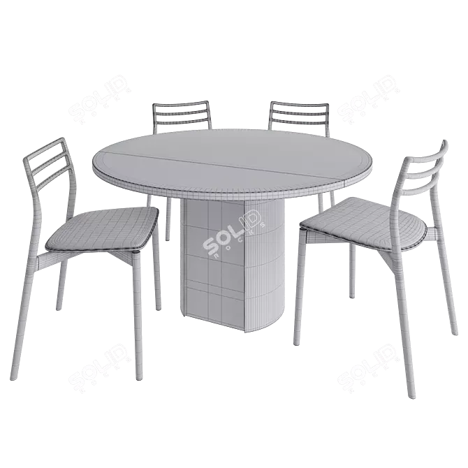 Modern Wood Table & Chair 3D model image 4