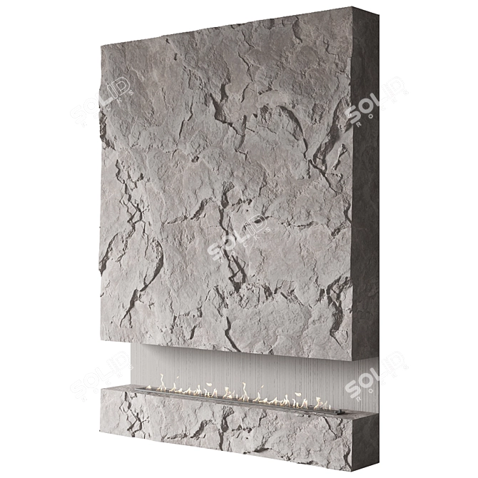 Modern Stone Fireplace Geometry 3D model image 5