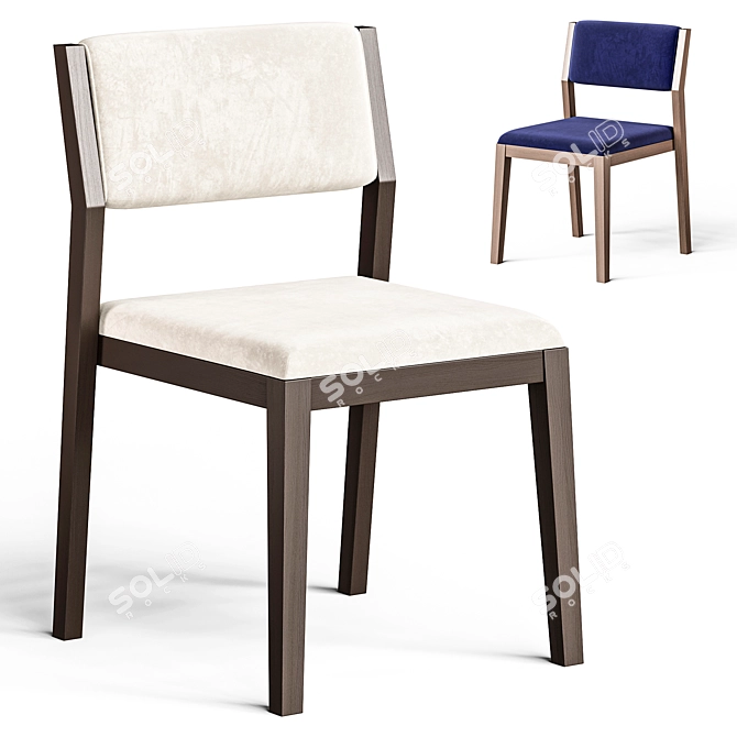 Modern Upholstered Wood Chair Atenas 3D model image 1