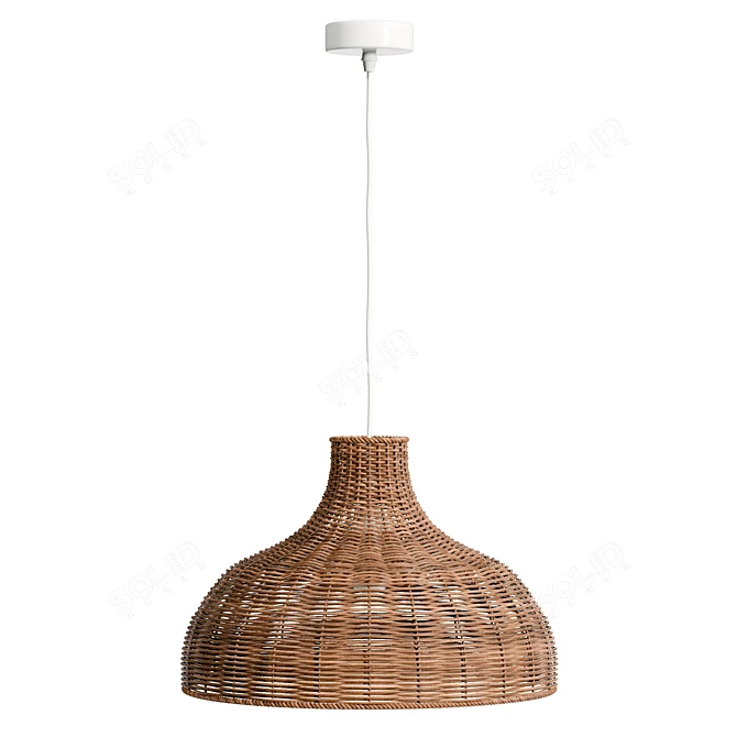 Hand-Woven Rattan Pendant Light 3D model image 3