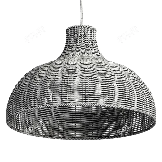 Hand-Woven Rattan Pendant Light 3D model image 6