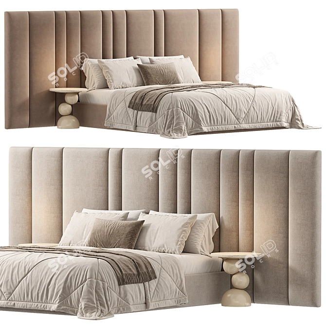 Desire Bed with Wide Headboard 3D model image 2