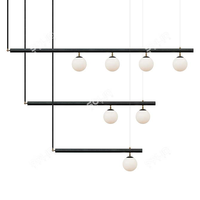 Modern Black Brass Chandelier 3D model image 1