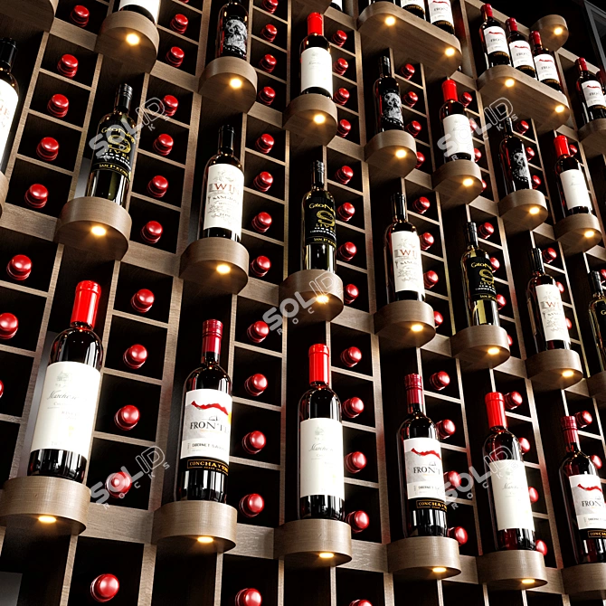 Modern Hanging Bottle Wine Cellar 3D model image 3