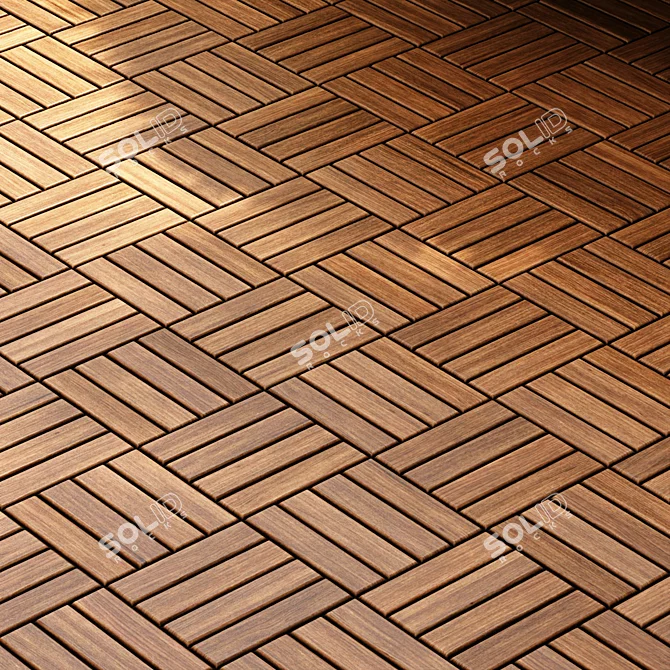 Seamless PBR Wooden Parquet Patterns 3D model image 2