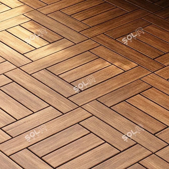 Seamless PBR Wooden Parquet Patterns 3D model image 5
