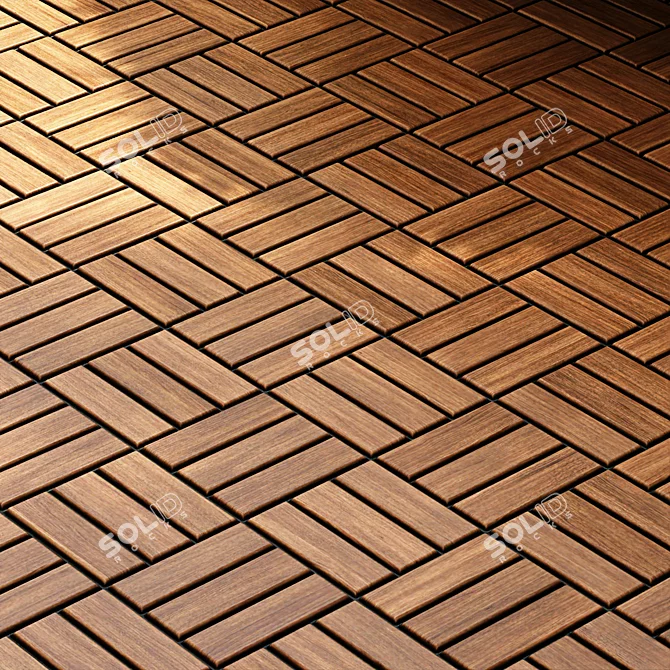 Seamless PBR Wooden Parquet Patterns 3D model image 6