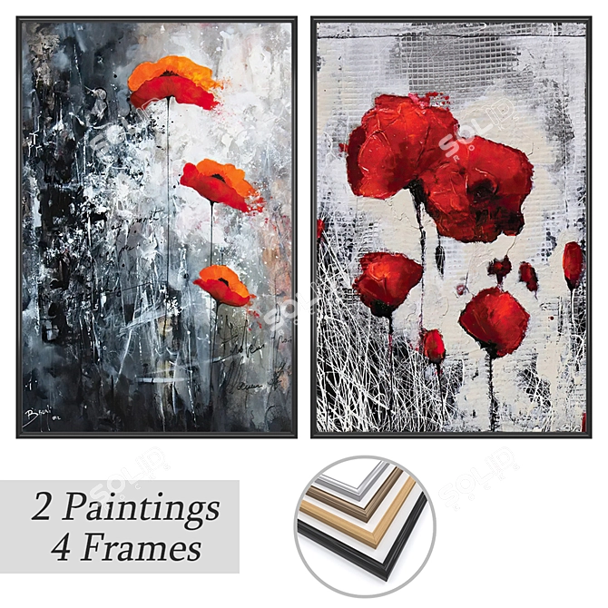 Artwork Set with Multiple Frames 3D model image 1