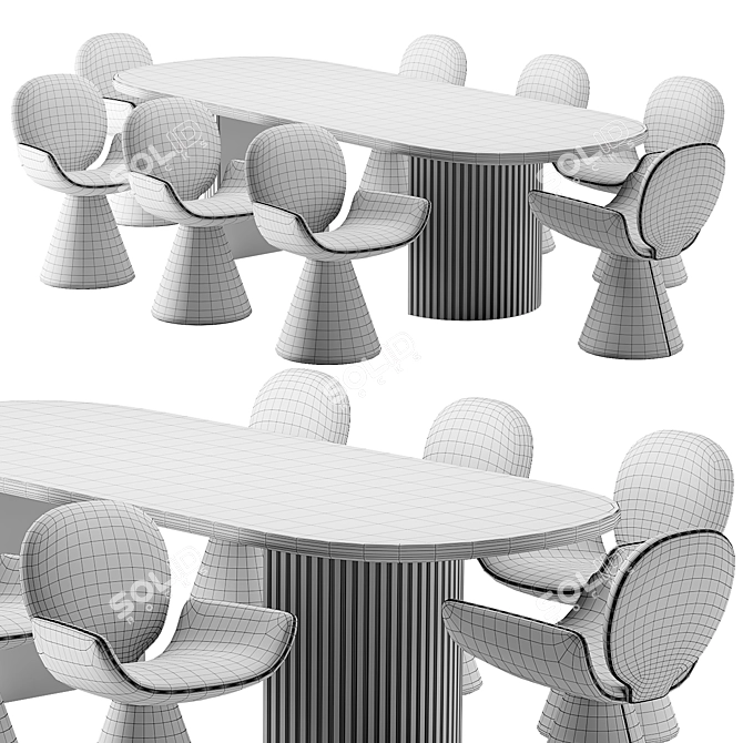 YOUPI Dining Set: Modern 3Ds Max Design 3D model image 2