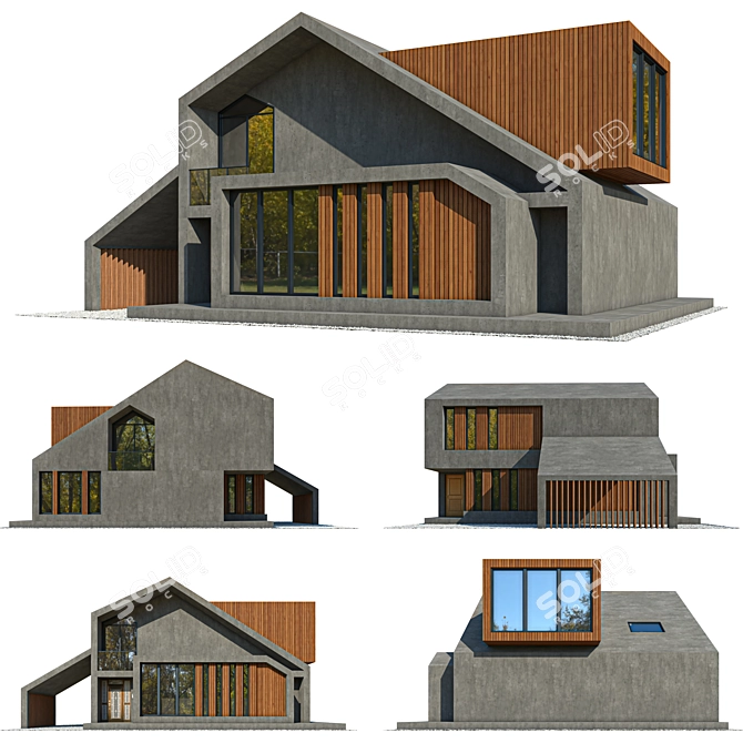 Modern Designer House 3D Model 3D model image 2