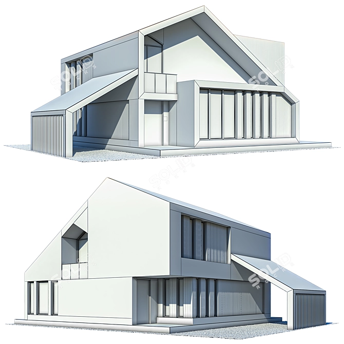 Modern Designer House 3D Model 3D model image 4