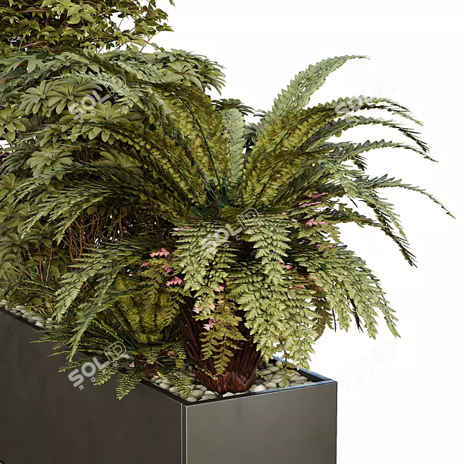 Urban Green Plant Benches Set 3D model image 2