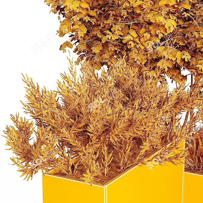 Urban Green Plant Benches Set 3D model image 5