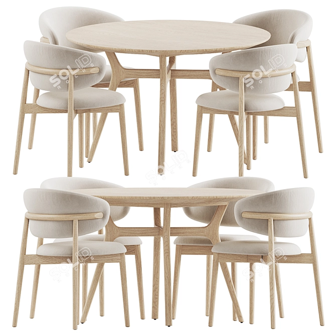 Modern Dining Set with Chairs 3D model image 1