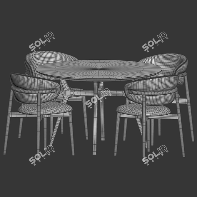 Modern Dining Set with Chairs 3D model image 3