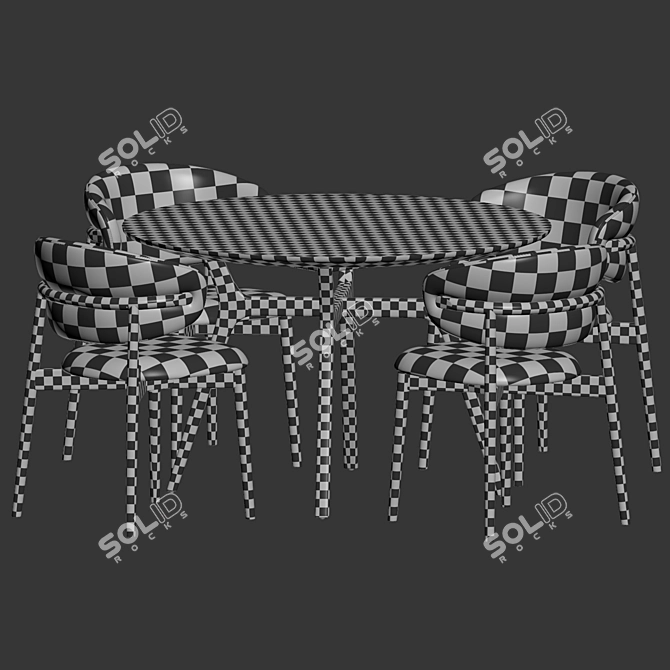 Modern Dining Set with Chairs 3D model image 4