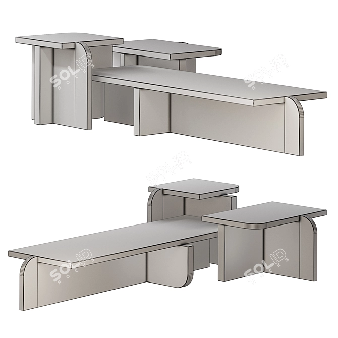 Offset Coffee Tables Collection: Sizes & Styles 3D model image 2