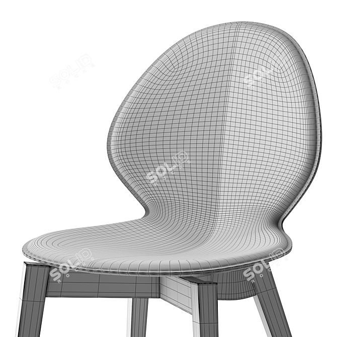 Sleek Leather Wood Chair 3D model image 4