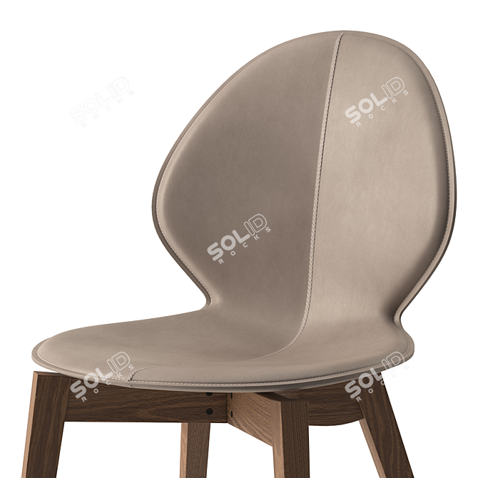 Sleek Leather Wood Chair 3D model image 8