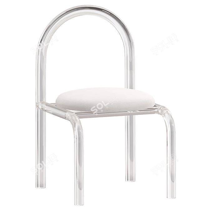 White Acrylic Chair with Velvet Seat 3D model image 1