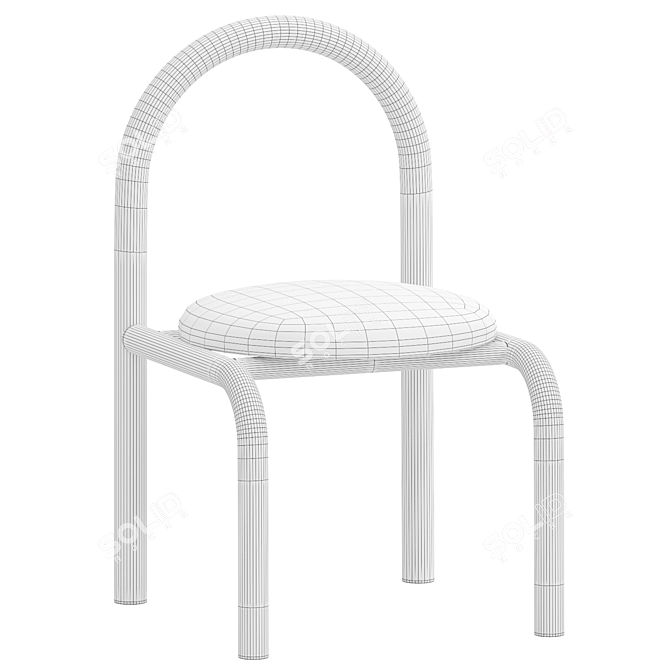 White Acrylic Chair with Velvet Seat 3D model image 3