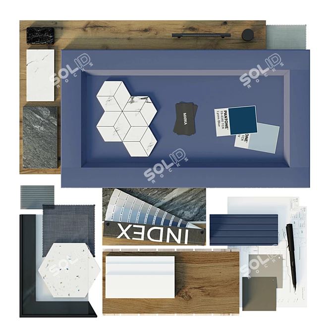 Nature Blue Palette Moodboard 3D model image 1