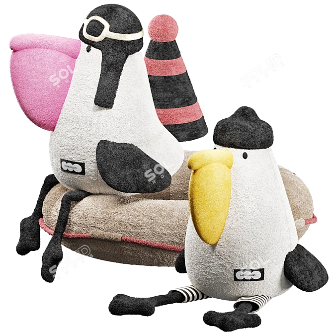 Patrick & Antoine Plush Pelicans 3D model image 1