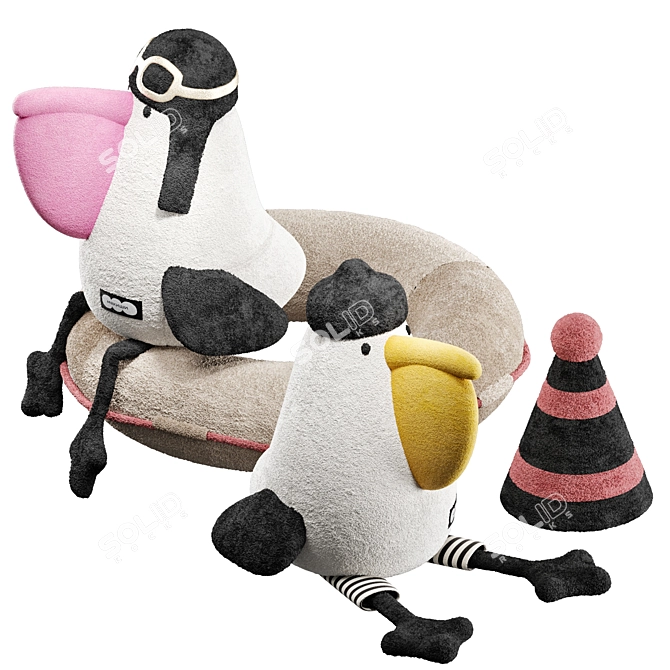 Patrick & Antoine Plush Pelicans 3D model image 2