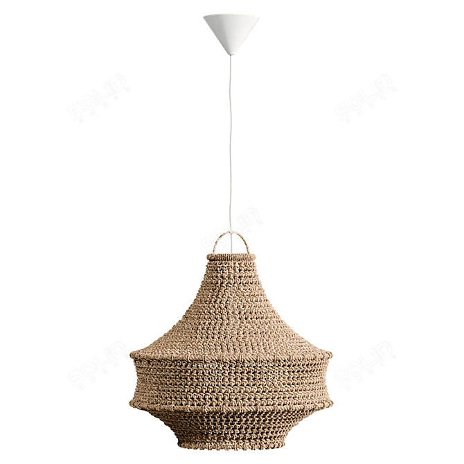 Rustic Rope Pendant Light Fixture 3D model image 2