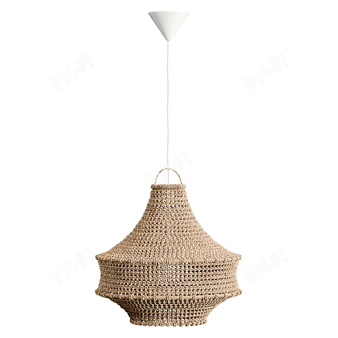 Rustic Rope Pendant Light Fixture 3D model image 3