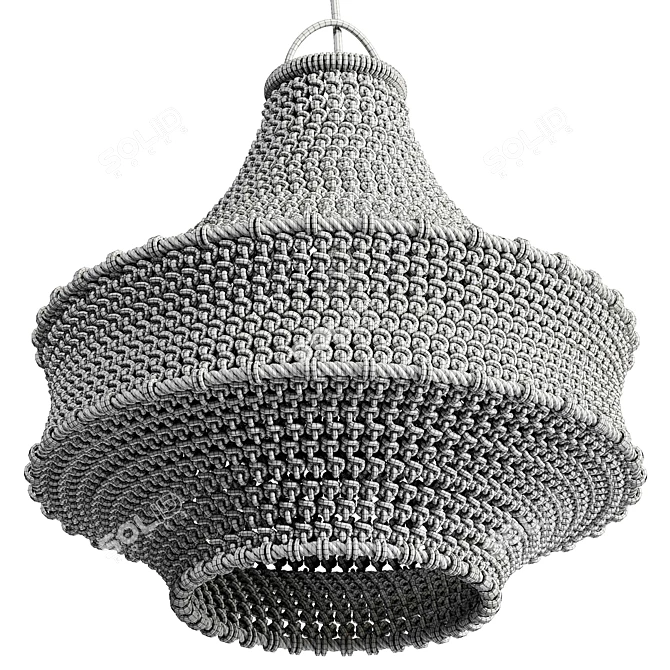 Rustic Rope Pendant Light Fixture 3D model image 6